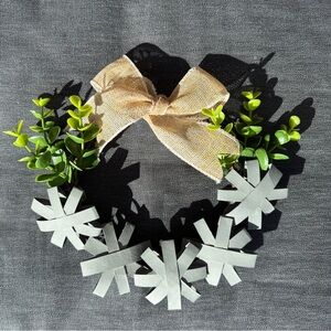 Decorative Wreath with Burlap Bow and Greenery